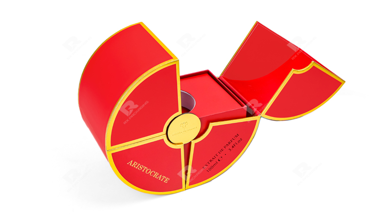 Luxurious Red Round Perfume Packaging Box Inspired by Traditional Chinese Elegance – Custom Design by RX Packaging