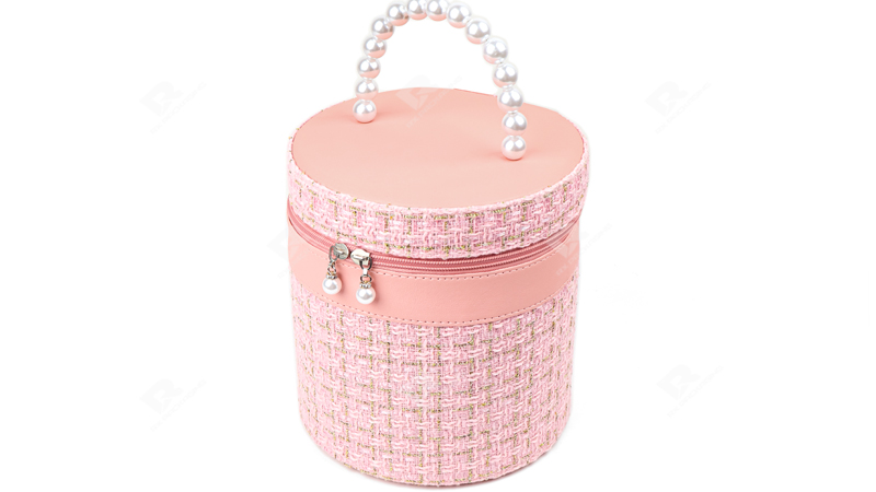 Premium Custom Pink Cylinder cosmetic bag by RX Packaging