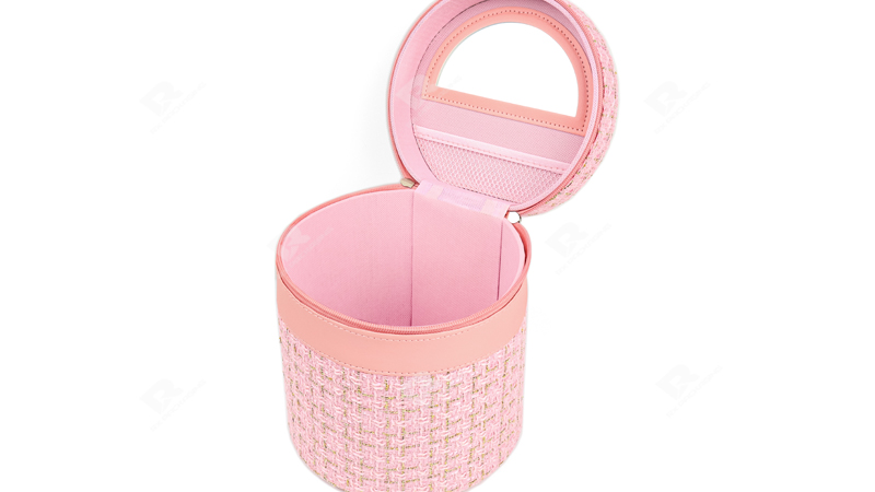 Premium Custom Pink Cylinder cosmetic bag by RX Packaging
