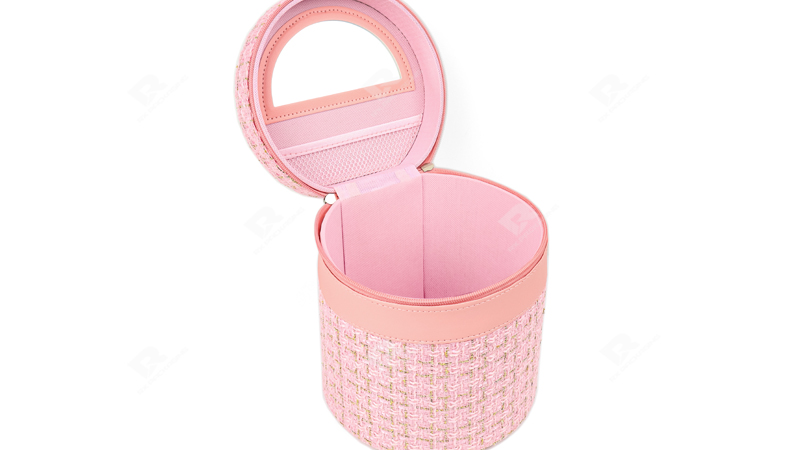 Premium Custom Pink Cylinder cosmetic bag by RX Packaging
