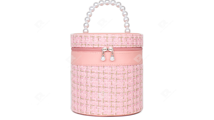 Premium Custom Pink Cylinder cosmetic bag by RX Packaging